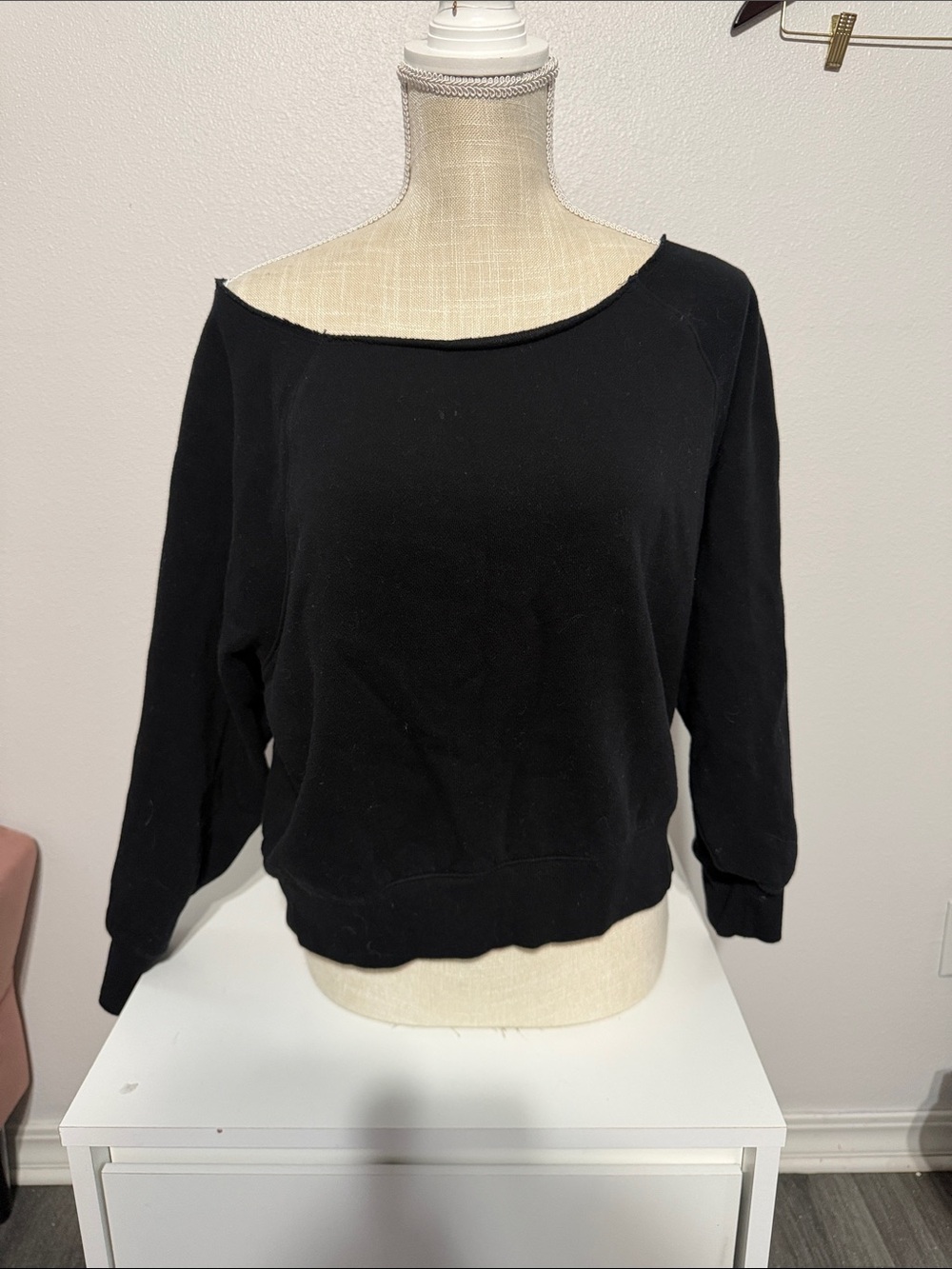 PINK Victoria's Secret Black Off-Shoulder Lightweight Sweater